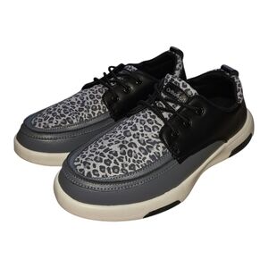 Orthocomfoot grey leopard print boat shoes size 41 woman's 10-10.5